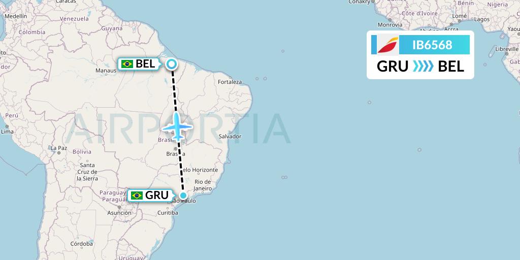 IB6568 Iberia Flight Map: Sao Paulo to Belem