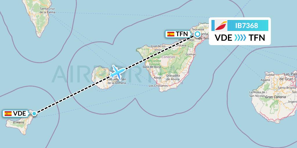 IB7368 Iberia Flight Map: El Hierro to Tenerife