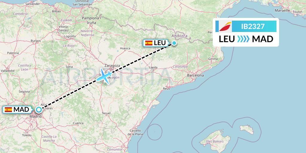 IB2327 Iberia Flight Map: Montferrer - Castellbo to Madrid