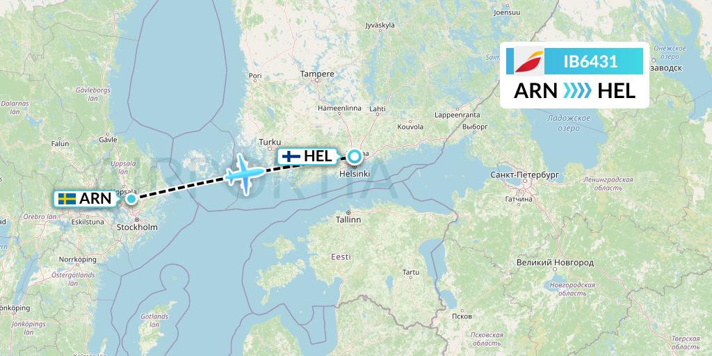 IB6431 Iberia Flight Map: Stockholm to Helsinki