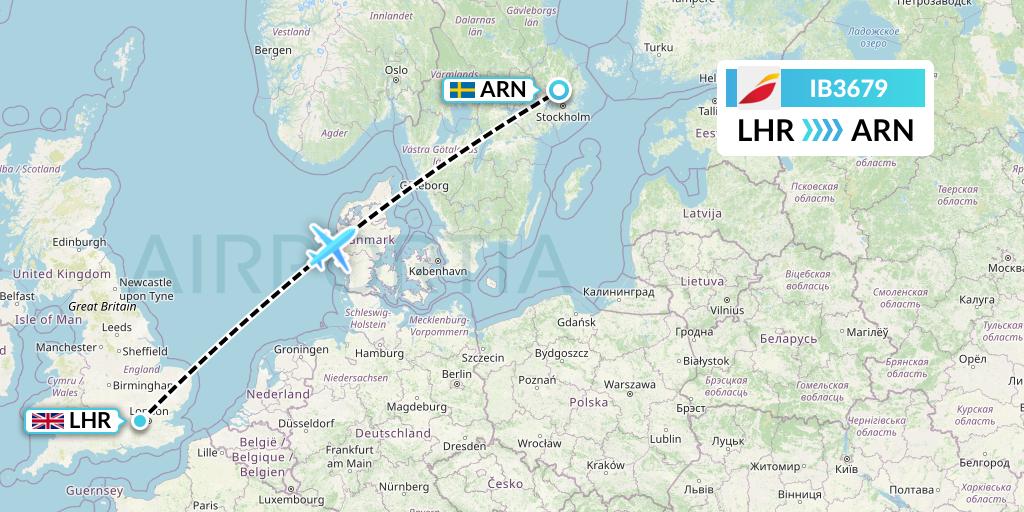 IB3679 Iberia Flight Map: London to Stockholm