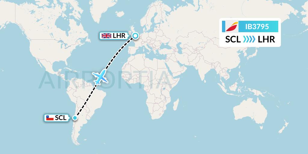 IB3795 Iberia Flight Map: Santiago to London