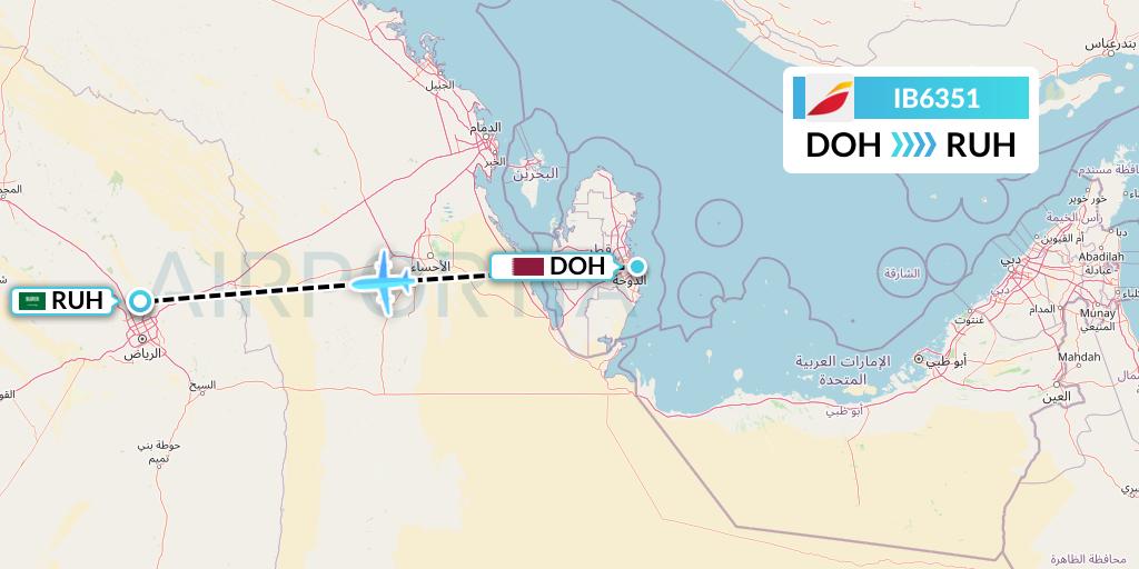 IB6351 Iberia Flight Map: Doha to Riyadh