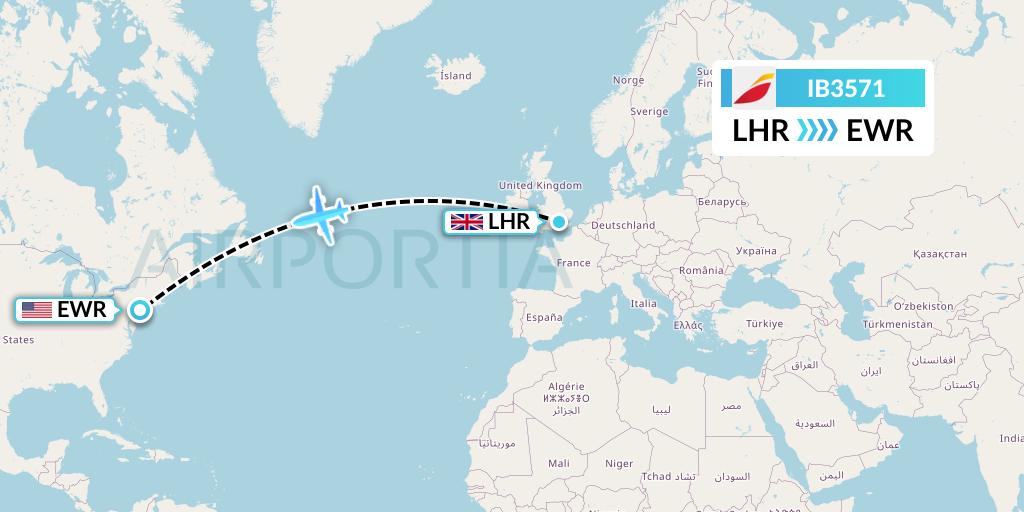 IB3571 Iberia Flight Map: London to New York