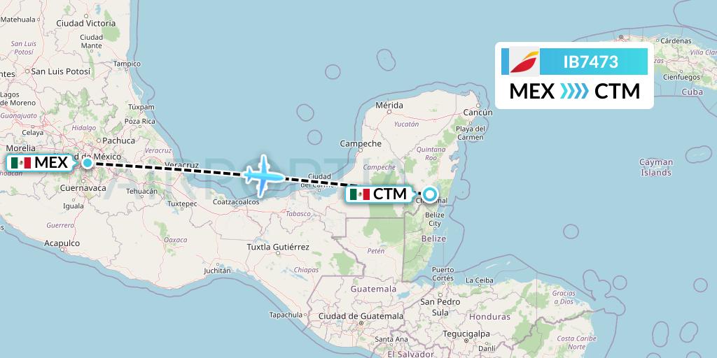 IB7473 Iberia Flight Map: Mexico City to Chetumal