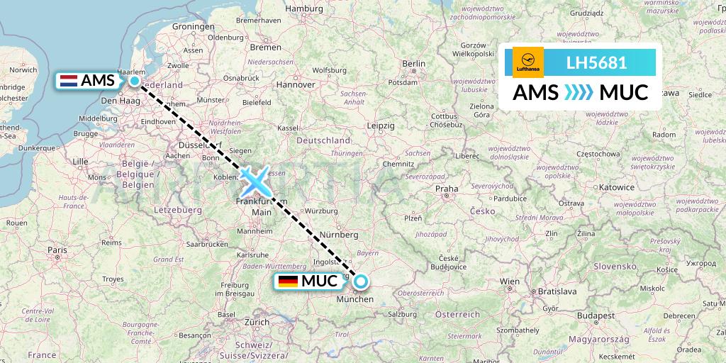 LH5681 Lufthansa Flight Map: Amsterdam to Munich
