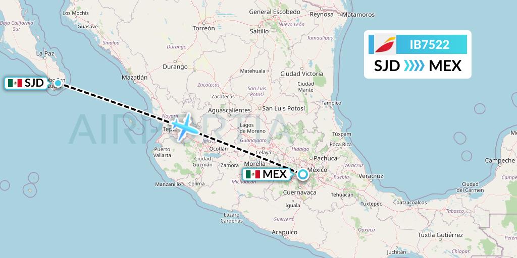 IB7522 Iberia Flight Map: San Jose del Cabo to Mexico City