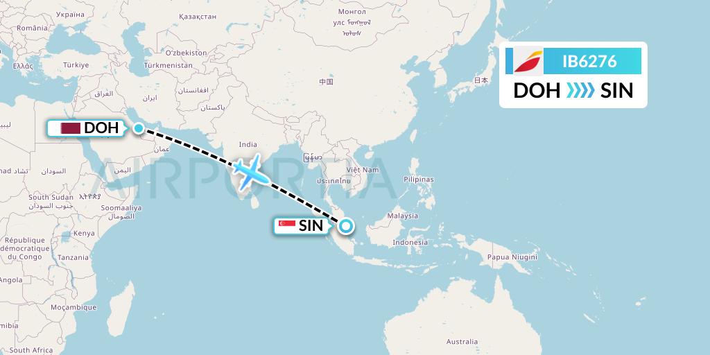IB6276 Iberia Flight Map: Doha to Singapore