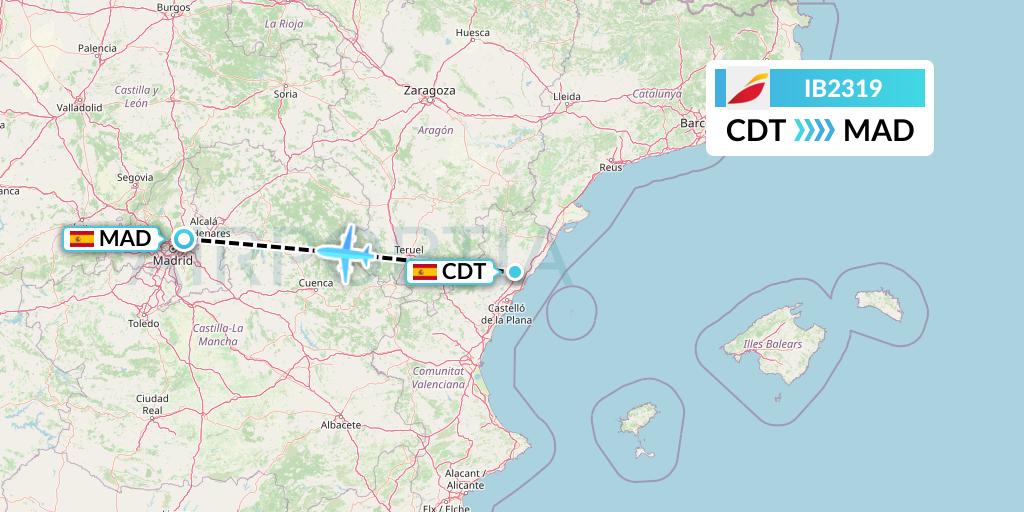 IB2319 Iberia Flight Map: Castellon de la Plana to Madrid