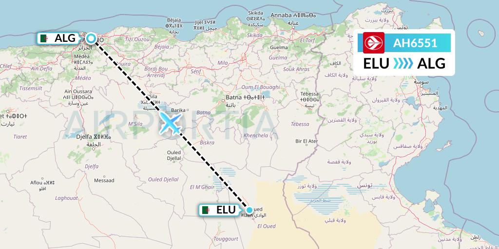 AH6551 Air Algerie Flight Map: Guemar to Algiers