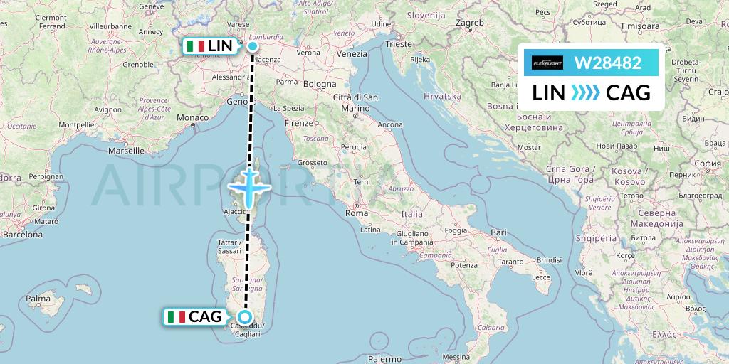 W28482 Flex Flight Flight Map: Milan to Cagliari