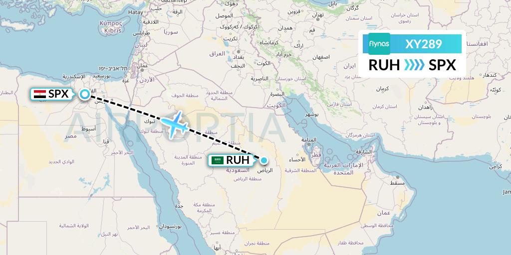 XY289 Flynas Flight Map: Riyadh to Cairo