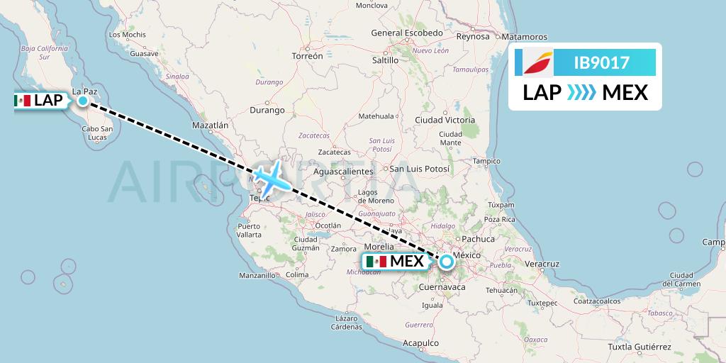 IB9017 Iberia Flight Map: La Paz to Mexico City