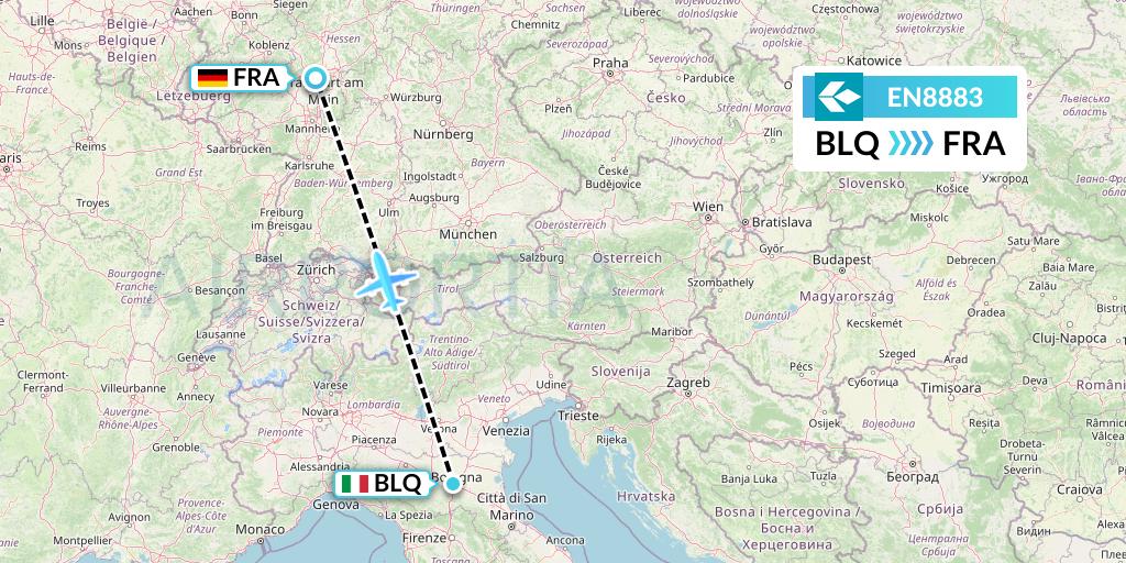 EN8883 Air Dolomiti Flight Map: Bologna to Frankfurt