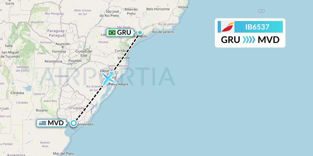 IB6537 Iberia Flight Map: Sao Paulo to Montevideo