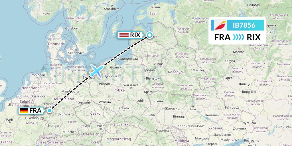 IB7856 Iberia Flight Map: Frankfurt to Riga