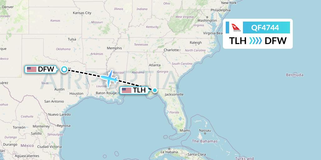 QF4744 Qantas Flight Map: Tallahassee to Dallas
