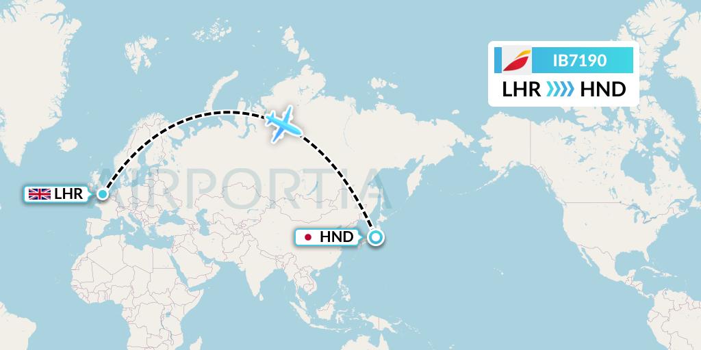 IB7190 Iberia Flight Map: London to Tokyo