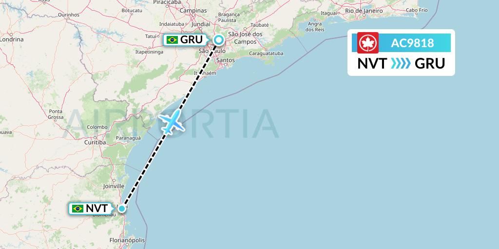 AC9818 Air Canada Flight Map: Navegantes to Sao Paulo