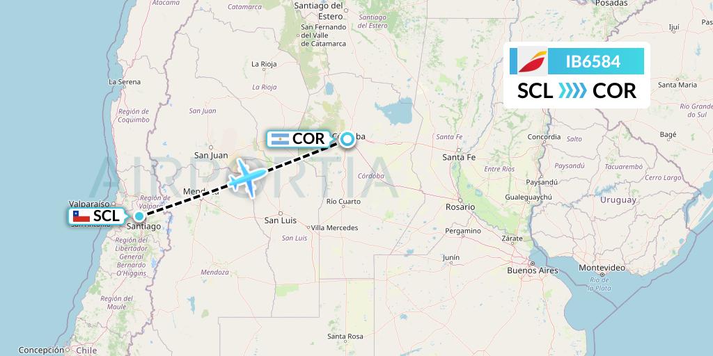 IB6584 Iberia Flight Map: Santiago to Cordoba