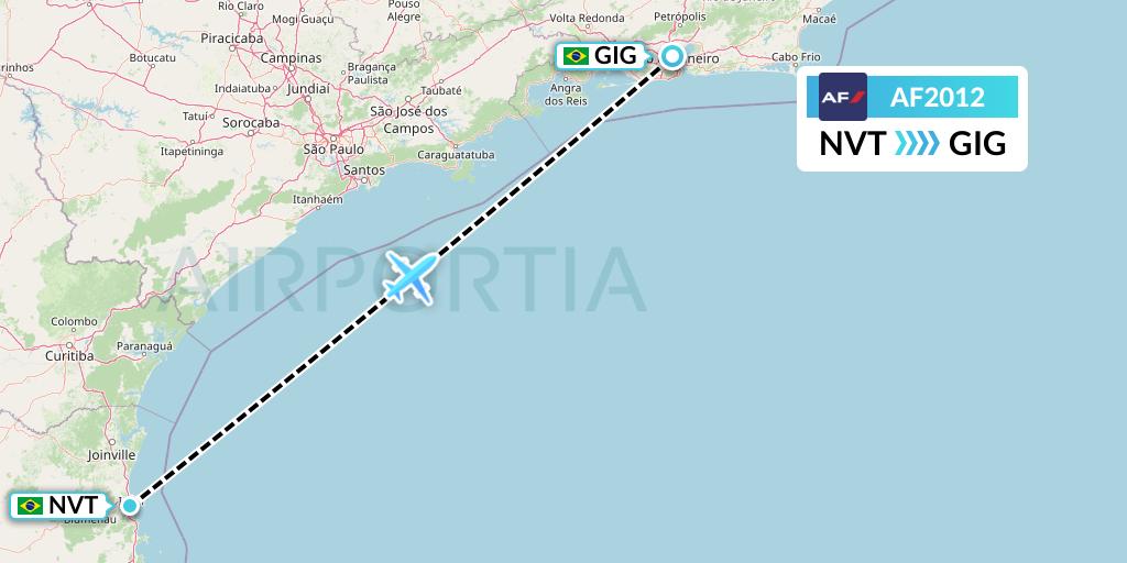 AF2012 Air France Flight Map: Navegantes to Rio de Janeiro