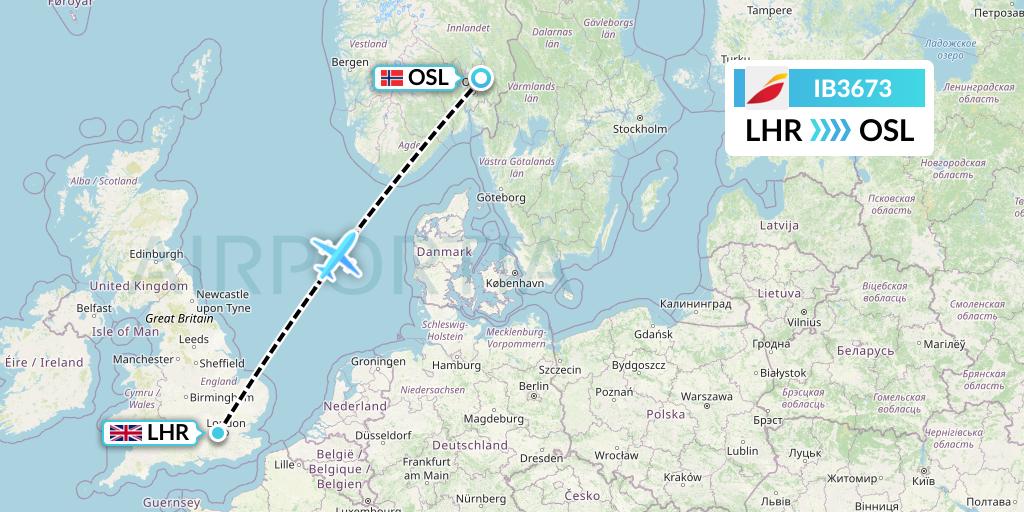 IB3673 Iberia Flight Map: London to Oslo