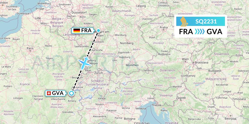 SQ2231 Singapore Airlines Flight Map: Frankfurt to Geneva