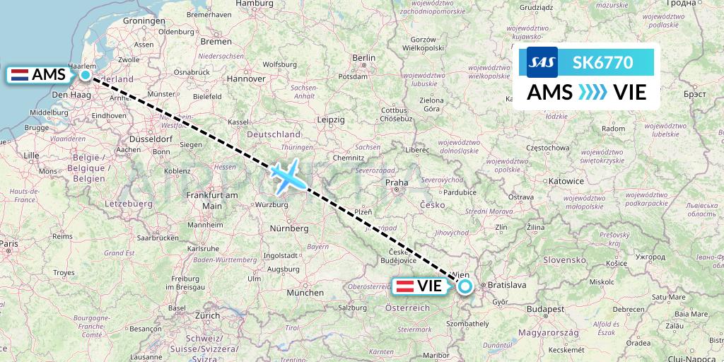 SK6770 SAS Flight Map: Amsterdam to Vienna