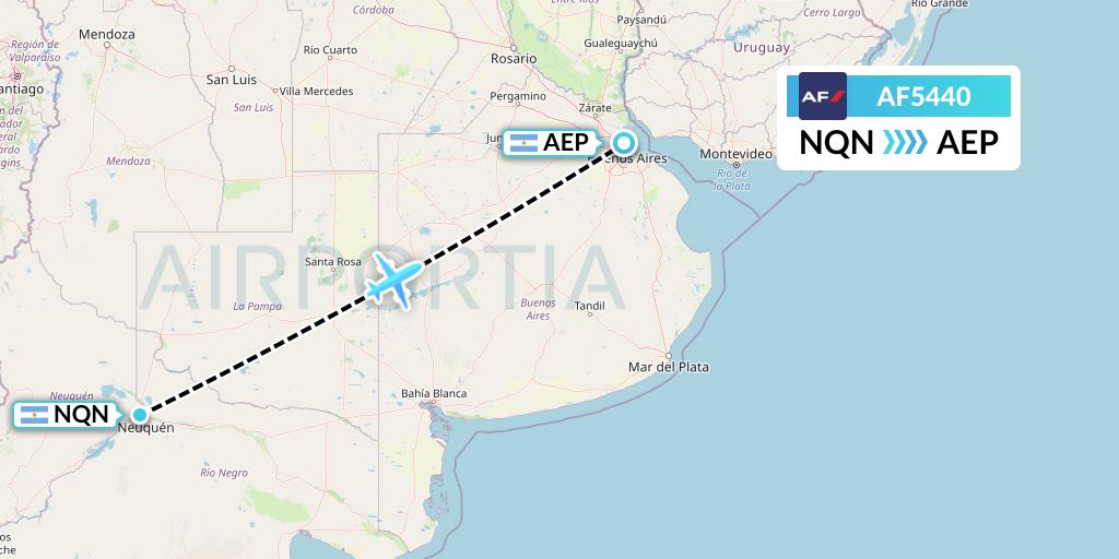 AF5440 Air France Flight Map: Neuquen to Buenos Aires