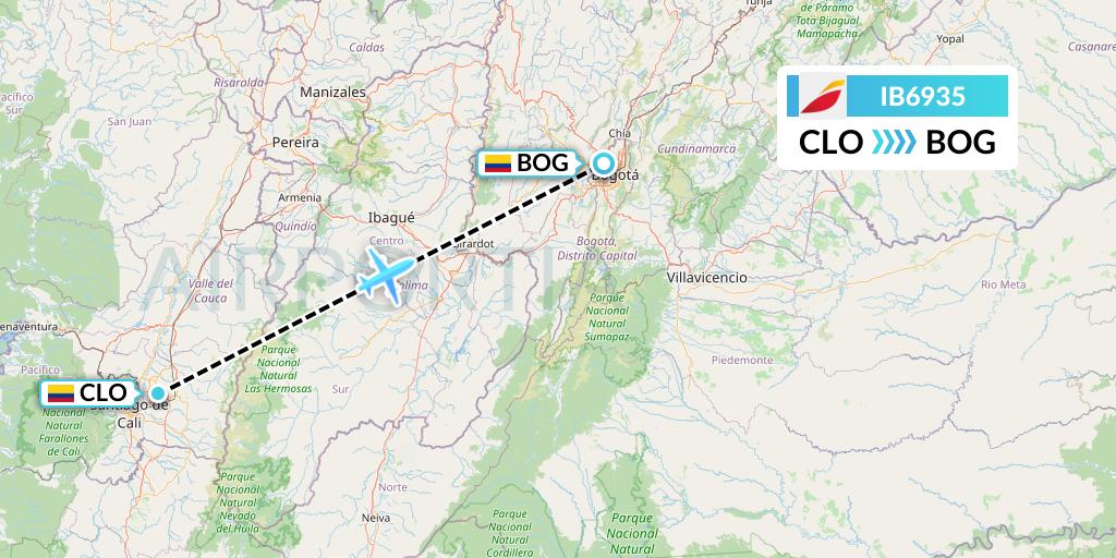 IB6935 Iberia Flight Map: Cali to Bogota