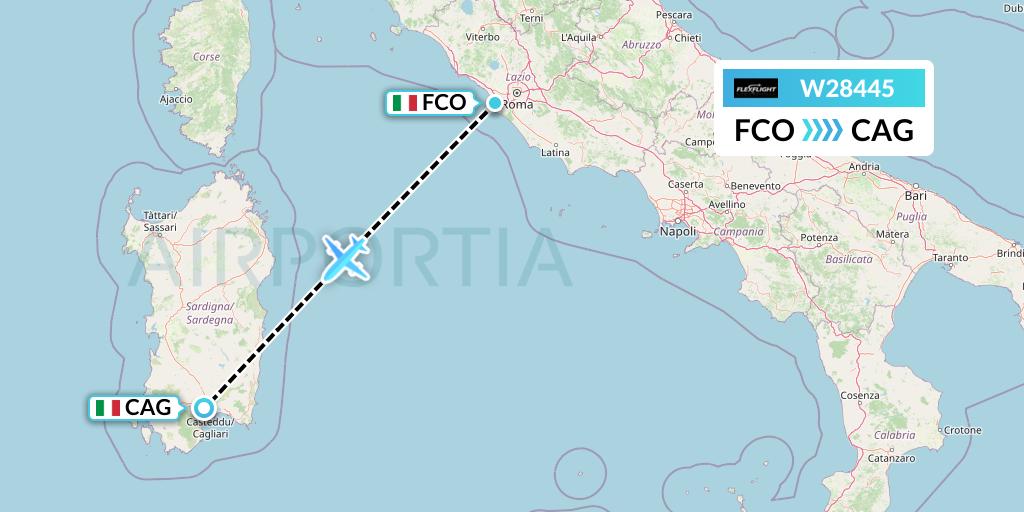 W28445 Flex Flight Flight Map: Rome to Cagliari
