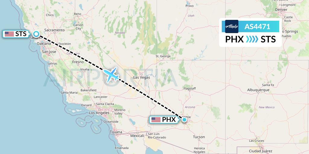 AS4471 Alaska Airlines Flight Map: Phoenix to Santa Rosa