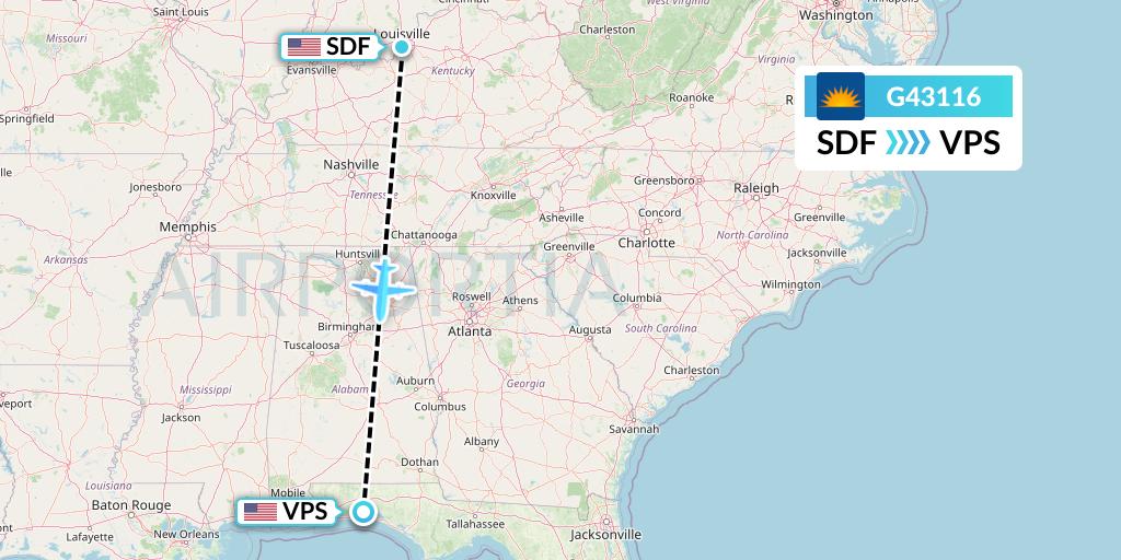 G43116 Allegiant Air Flight Map: Louisville to Valparaiso