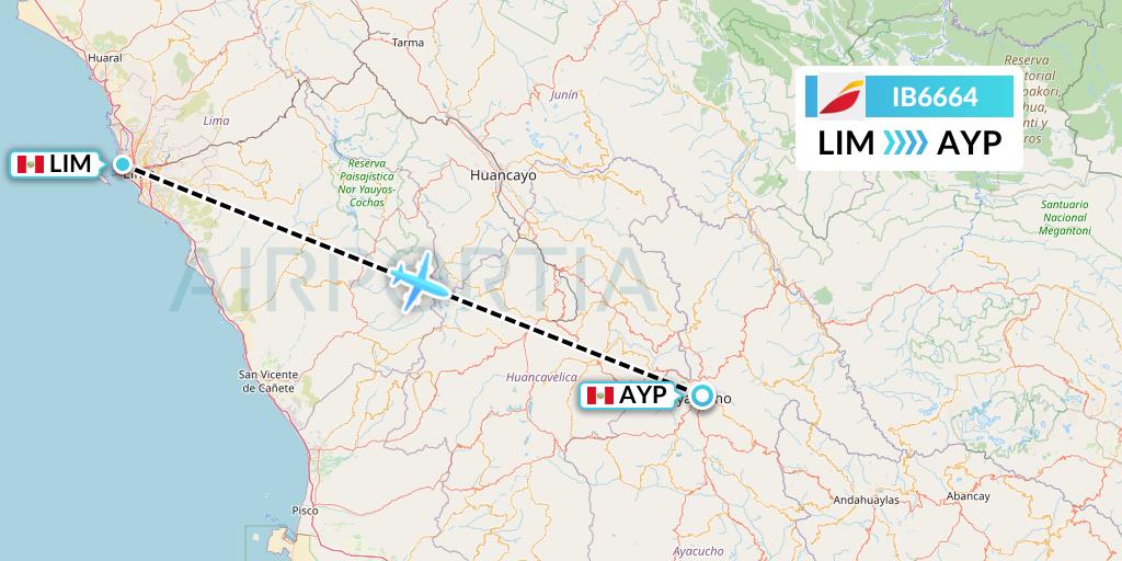 IB6664 Iberia Flight Map: Lima to Ayacucho