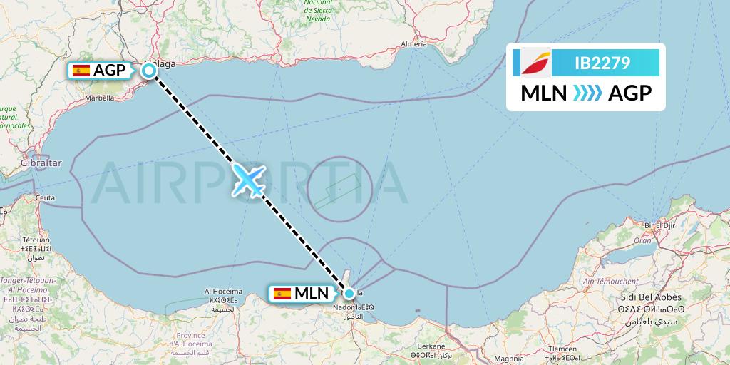 IB2279 Iberia Flight Map: Melilla to Malaga