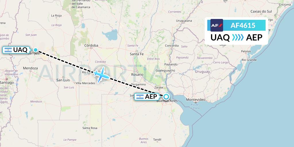 AF4615 Air France Flight Map: San Juan to Buenos Aires