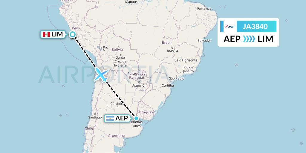JA3840 JetSMART Flight Map: Buenos Aires to Lima