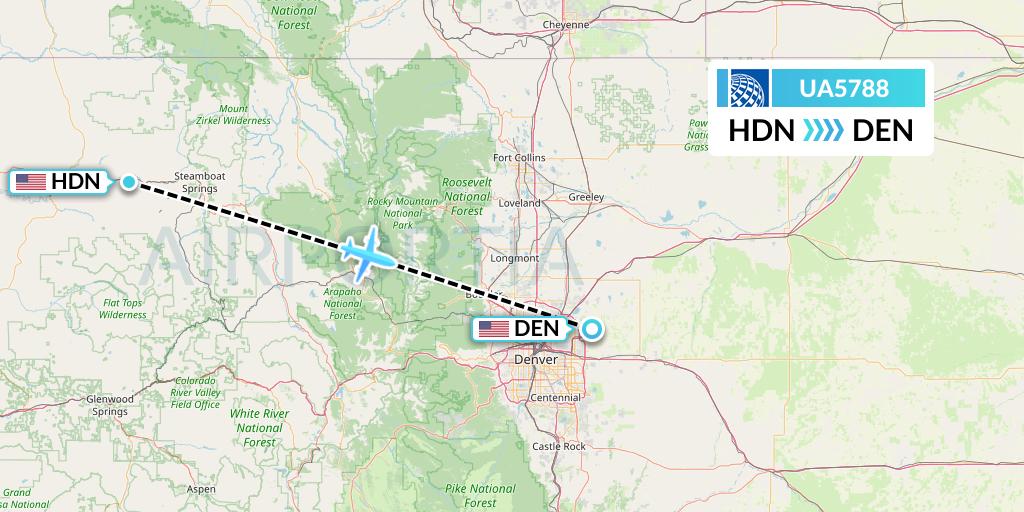 UA5788 United Airlines Flight Map: Hayden to Denver