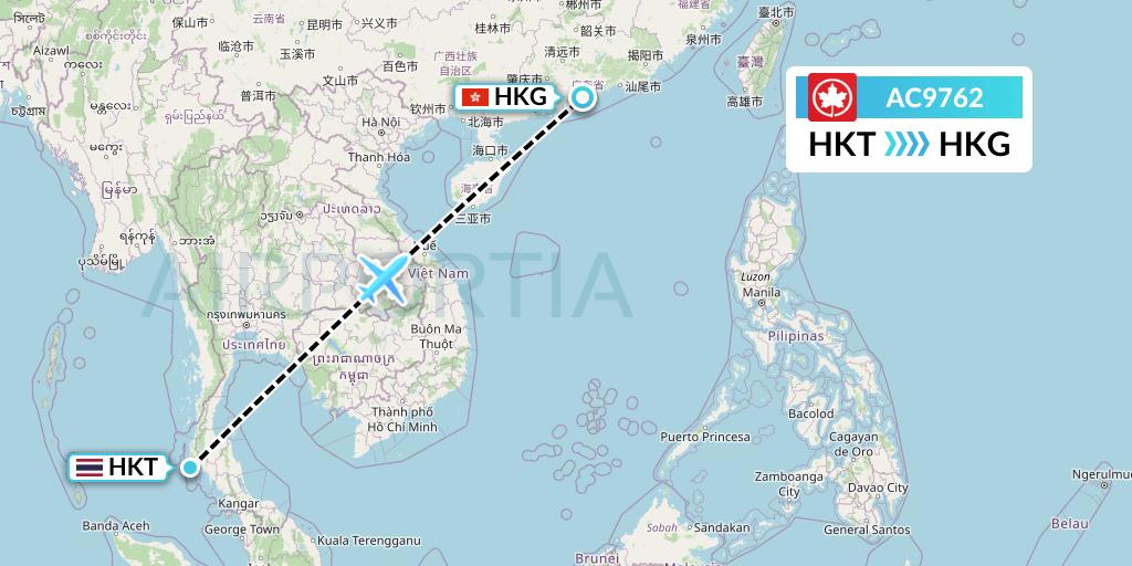 AC9762 Air Canada Flight Map: Phuket to Hong Kong