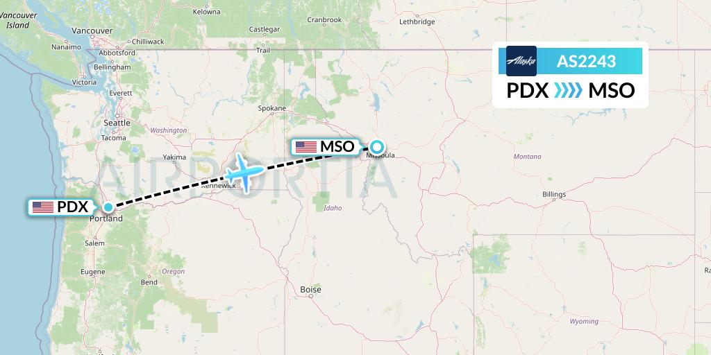AS2243 Flight Status Alaska Airlines Portland to Missoula (ASA2243)