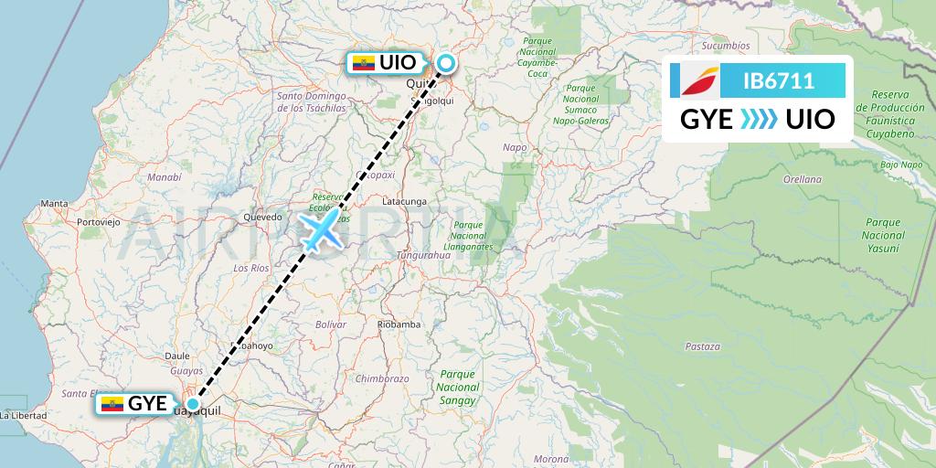 IB6711 Iberia Flight Map: Guayaquil to Quito