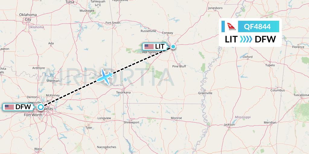 QF4844 Qantas Flight Map: Little Rock to Dallas