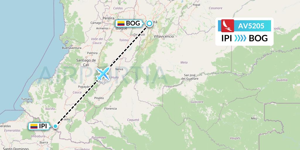 AV5205 Avianca Flight Map: Ipiales to Bogota