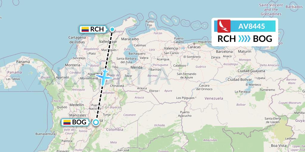 AV8445 Avianca Flight Map: Riohacha to Bogota