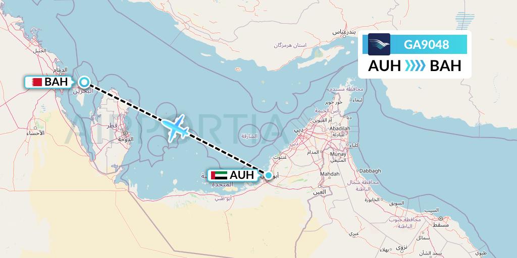 GA9048 Garuda Indonesia Flight Map: Abu Dhabi to Bahrain