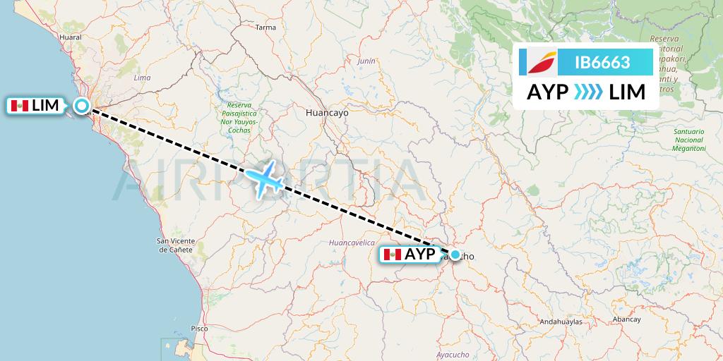 IB6663 Iberia Flight Map: Ayacucho to Lima