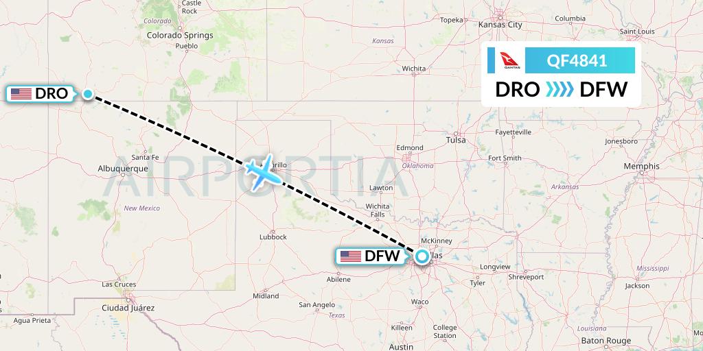 QF4841 Qantas Flight Map: Durango to Dallas