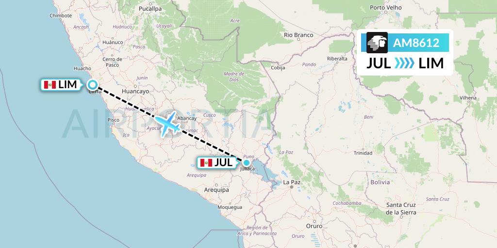 AM8612 Aeromexico Flight Map: Juliaca to Lima