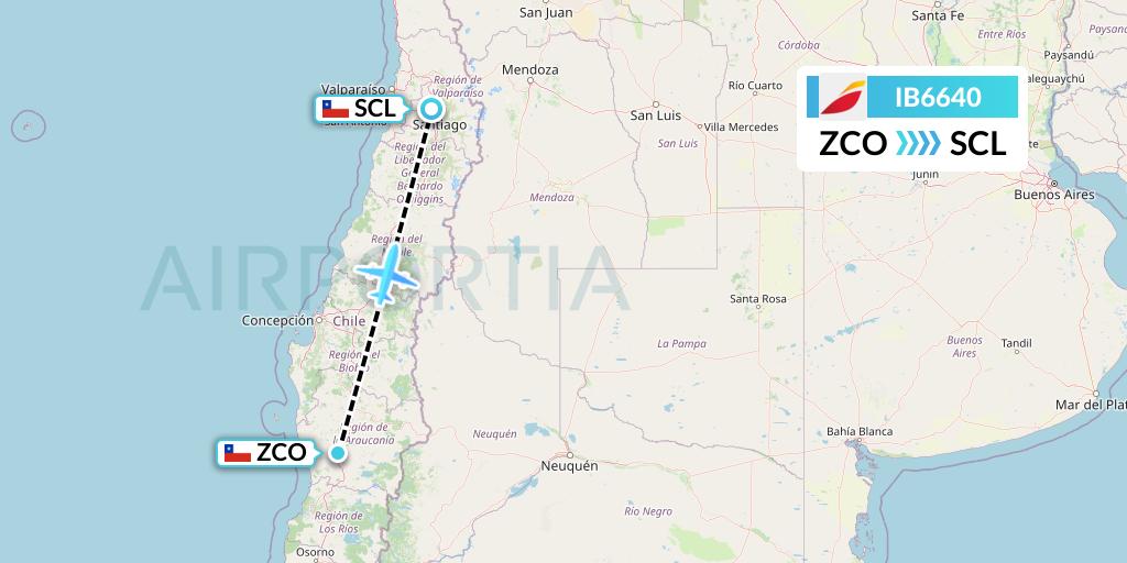 IB6640 Iberia Flight Map: Temuco to Santiago