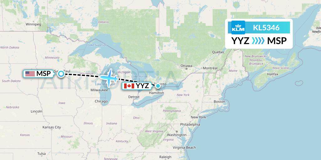 KL5346 Flight Status KLM Toronto to Minneapolis (KLM5346)